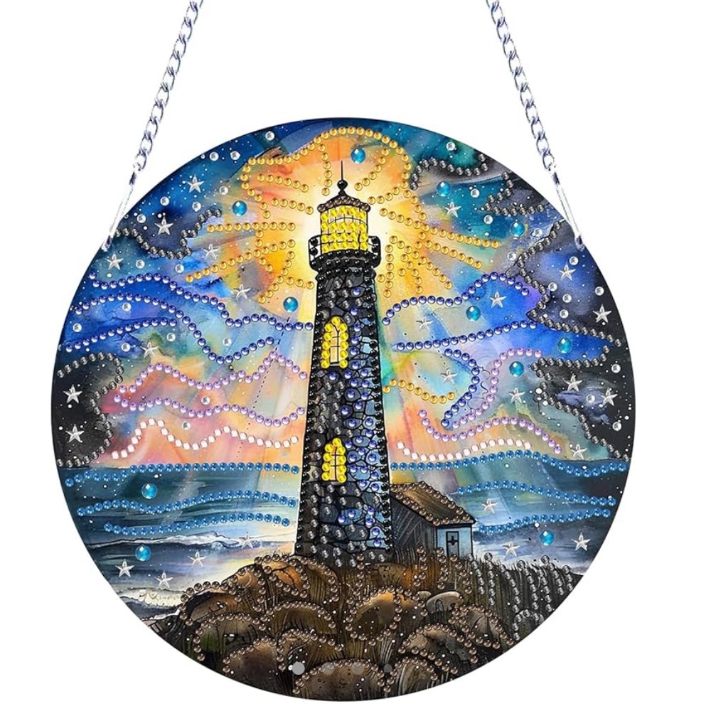 DIY Hanging Diamonds Painting Pendant Kit Lighthouse,